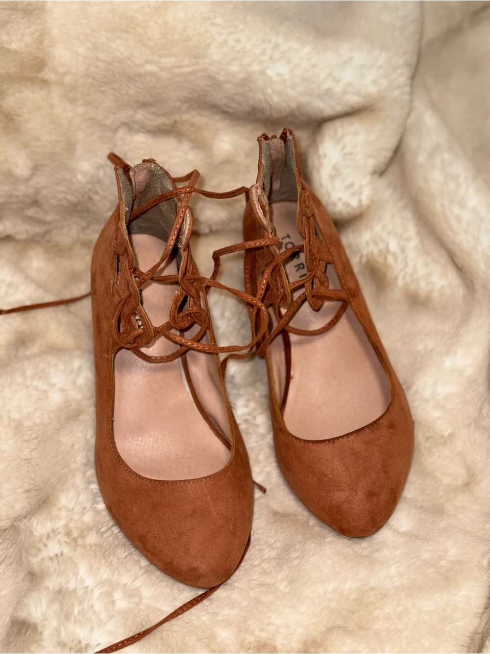 torrid Rust Brown Lace-Up Suede Pointed-Toe Heels